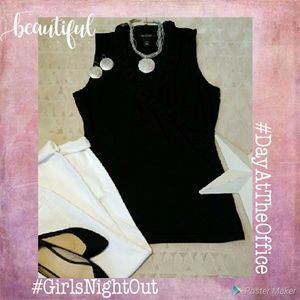 WHBM RUFFLE NECK TOP